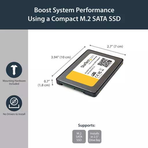 StarTech.com M.2 SSD to 2.5in SATA III Adapter - M.2 Solid State Drive Converter with Protective Housing