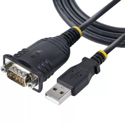 StarTech.com 3ft (1m) USB to Serial Cable, DB9 Male RS232 to USB Converter, Prolific IC, USB to Serial Adapter for PLC/Printer/Scanner/Switch, USB to COM Port Adapter, Windows/Mac