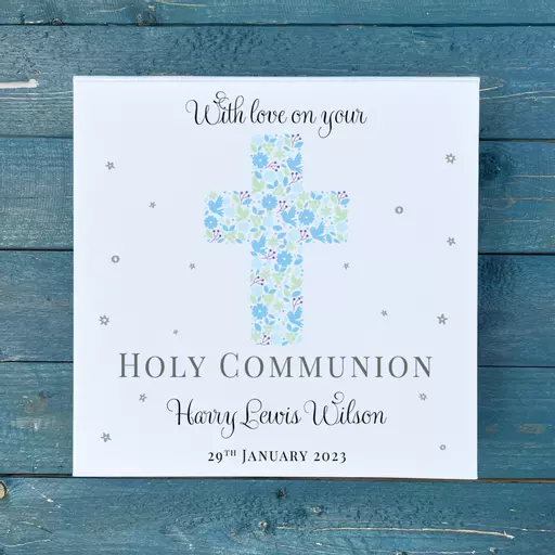 Personalised Holy Communion Keepsake Memory Box - Blue