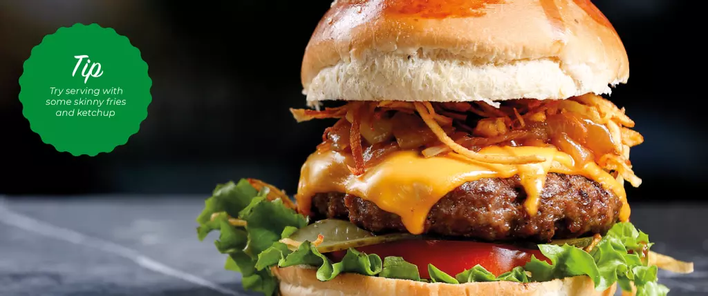 Cheese Burger With Crispy Onionss