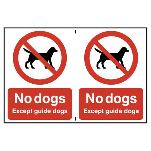 ASEC `No Dogs` 200mm x 300mm PVC Self Adhesive Sign