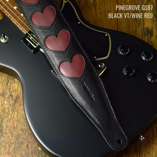 GS97 Leather Guitar Strap With Hearts