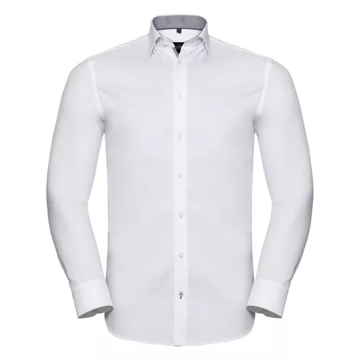 Men's Long Sleeve Tailored Contrast Herringbone Shirt†