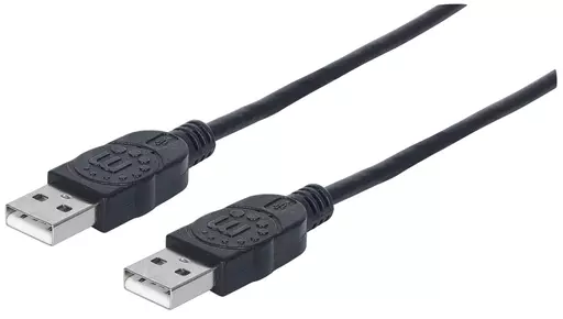 Manhattan USB-A to USB-A Cable, 0.5m, Male to Male, 480 Mbps (USB 2.0), Hi-Speed USB, Black, Lifetime Warranty, Polybag