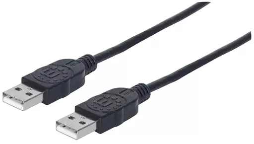 Manhattan USB-A to USB-A Cable, 1m, Male to Male, 480 Mbps (USB 2.0), Equivalent to USB2AA1M, Hi-Speed USB, Black, Lifetime Warranty, Polybag