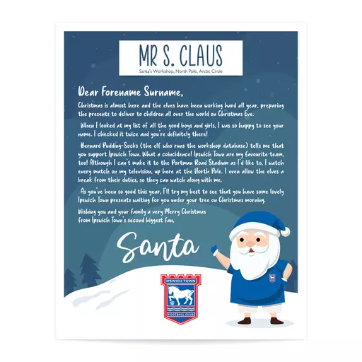 Ipswich Town FC Personalised Letter from Santa