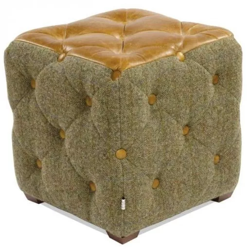 Caesar Buttoned Cube Footstool