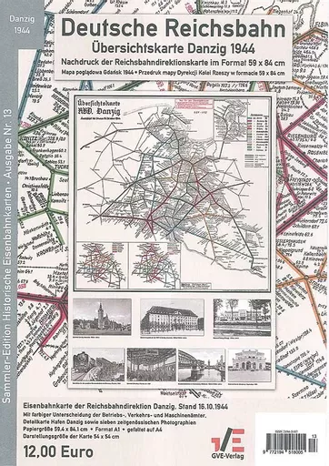Deutsche Reichsbahn Übersichstskarte Danzig 1944