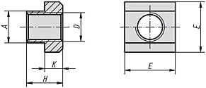 T Nut. 8mm Slot Width. M6 Thread. Carbon Steel.