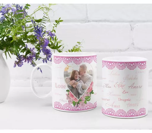 Personalised Love Amore Photo Mug - Heart Frame