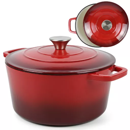 26cm Cast Iron Casserole Red