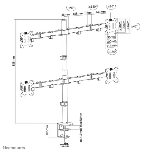 Neomounts monitor arm desk mount