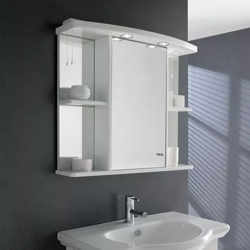 80cm light shaver skt cabinet cornice White