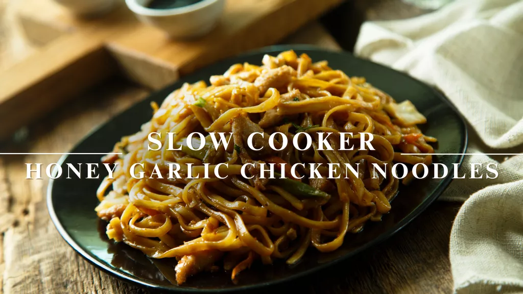 Slow Cooker Honey Garlic Chicken Noodles