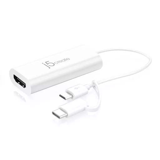 j5create JUA165C Android™ USB™ to HDMI™ Display Adapter, White