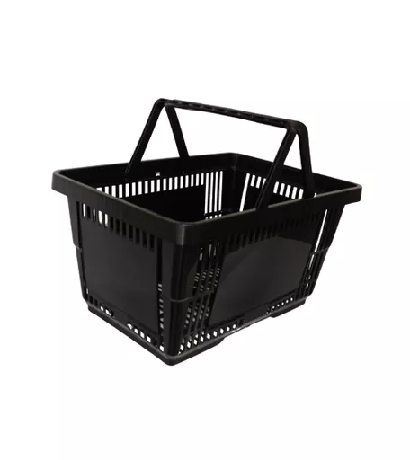 28L Black Plastic Shopping Basket with Double Handle