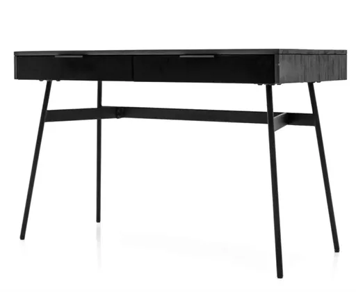 Hardham Black Acacia Desk with Two Drawers