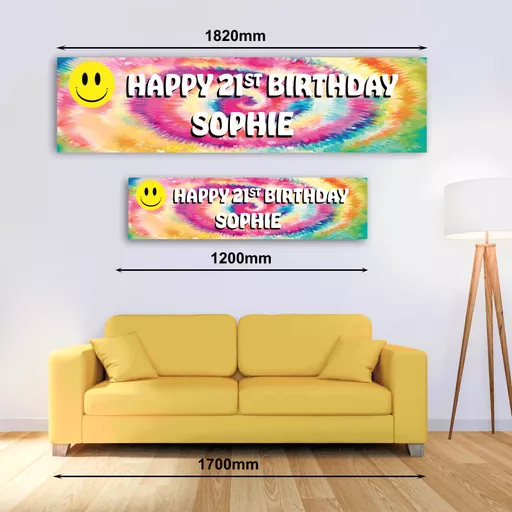 Personalised Banner - Tye Dye 60's Psychedelic Banner
