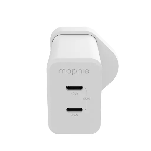 mophie Accessories-Wall Adapter-USB-C-PD-DUAL-45W-GAN-White-UK(2xUSBC)