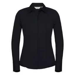 Ladies' Long Sleeve Polycotton Easy Care Fitted Poplin Shirt