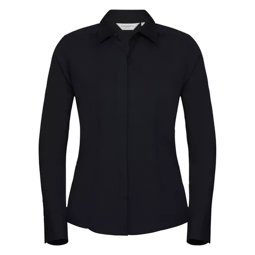 Ladies' Long Sleeve Polycotton Easy Care Fitted Poplin Shirt