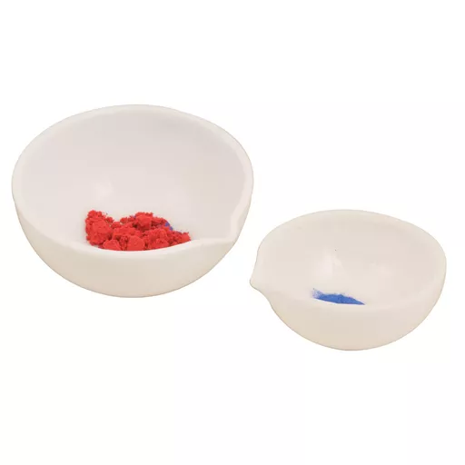 Evaporating basin, porcelain, semi-deep with spout, Capacity, 75 cm3; 82 ´ 32 mm