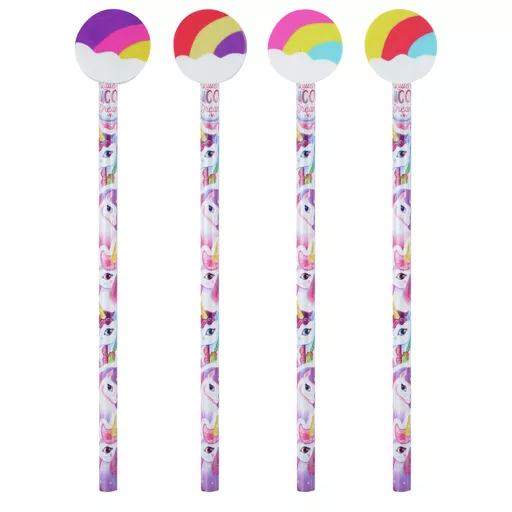 Unicorn Pencil with Eraser - Priced as singles or wholesale in 24's