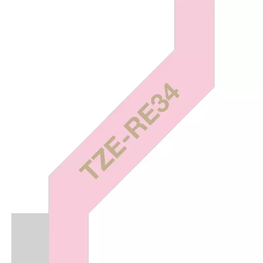 Brother TZE-RE34 DirectLabel gold on pink non adhesive textil 12mm x 4m for Brother P-Touch TZ 3.5-18mm/6-12mm/6-18mm/6-24mm/6-36mm