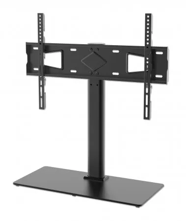 Manhattan TV & Monitor Mount, Desk, 1 screen, Screen Sizes: 32-65", Black, Stand Assembly, VESA 100X100 to 600 X 400mm, Max 45kg, Tempered Glass Base, Lifetime Warranty