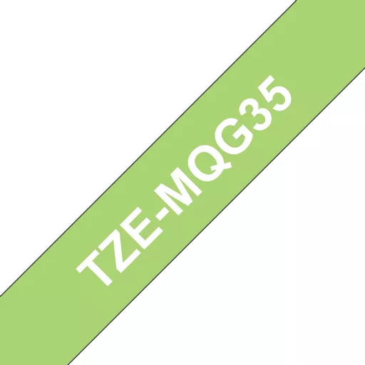 Brother TZE-MQG35 DirectLabel white on green Laminat 12mm x 5m for Brother P-Touch TZ 3.5-18mm/6-12mm/6-18mm/6-24mm/6-36mm