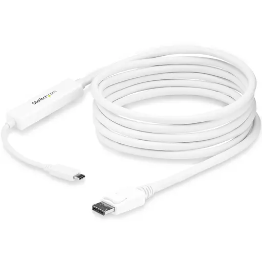 StarTech.com 9.8ft/3m USB C to DisplayPort 1.2 Cable 4K 60Hz - USB-C to DisplayPort Adapter Cable HBR2 - USB Type-C DP Alt Mode to DP Monitor Video Cable - Works w/ Thunderbolt 3 - White