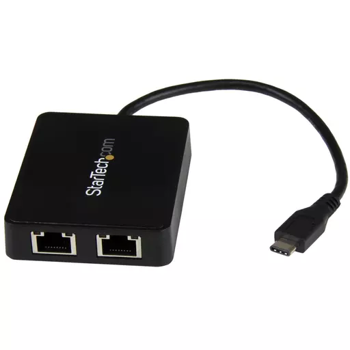 StarTech.com USB-C to Dual Gigabit Ethernet Adapter with USB (Type-A) Port