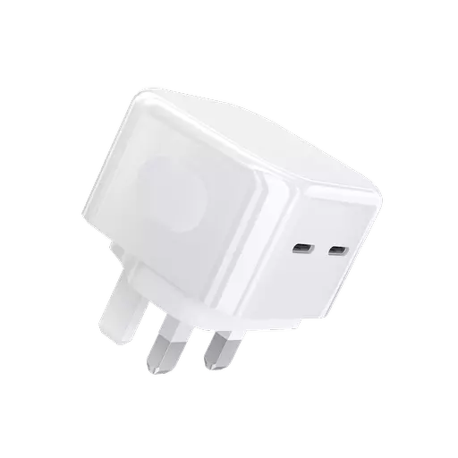 Choetech - 35W GaN Dual USB-C Power Delivery 3-Pin UK Charging Plug - White
