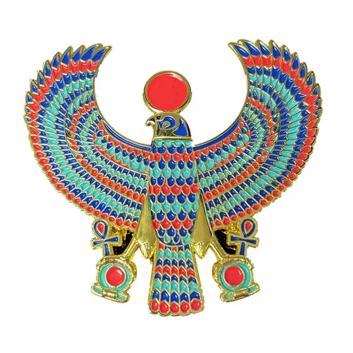 Winged Horus Enamel Brooch