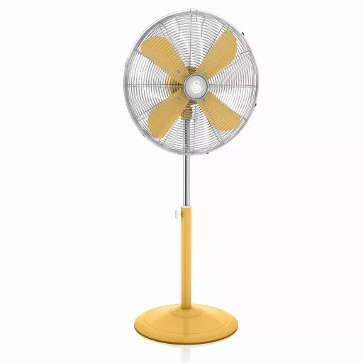 16" Retro Yellow Stand Fan