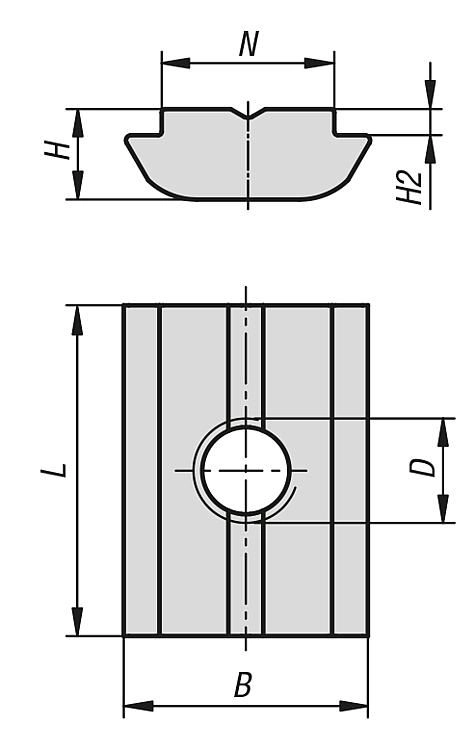 Wide Slot Nut For Aluminium Profile. M4 Thread. 8mm Slot Width.