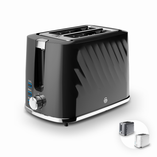 Swan Black Windsor 2 Slice Textured Toaster