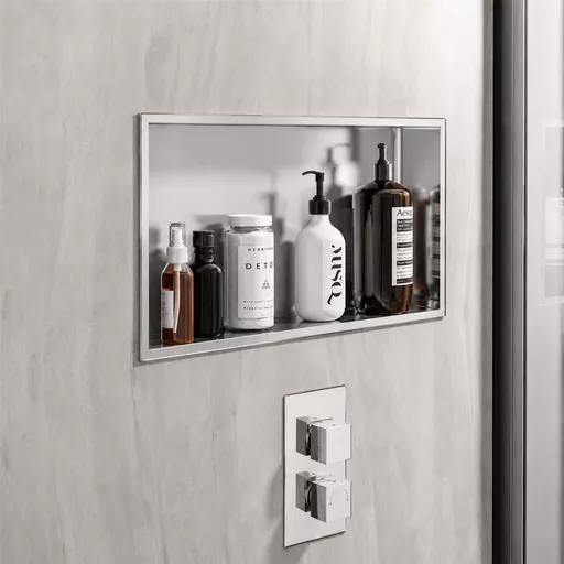 600x300mm Shower Niche - Chrome