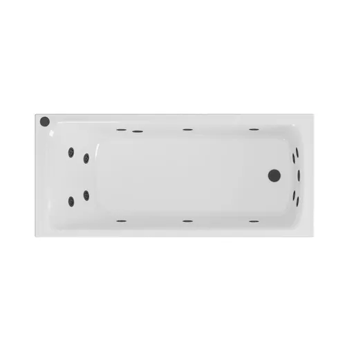 Portland 1650 x 700 x 440mm Single Ended (SE) 14 Jet Beauforte Whirlpool Bath - Matt Black