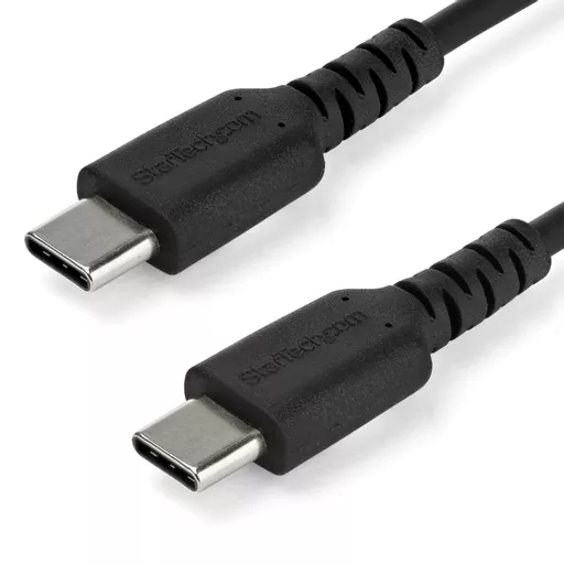 StarTech.com 1m USB C Charging Cable - Durable Fast Charge & Sync USB 2.0 Type C to USB C Laptop Charger Cord - TPE Jacket Aramid Fiber M/M 60W Black - Samsung S10 S20 iPad Pro MS Surface