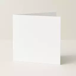 White pre-scored square card standing upright against a plain background.