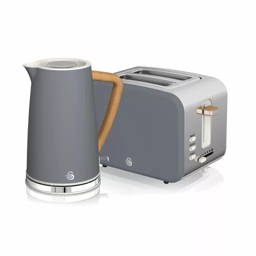 Nordic Grey 2-Slice Toaster and Cordless Kettle Bundle