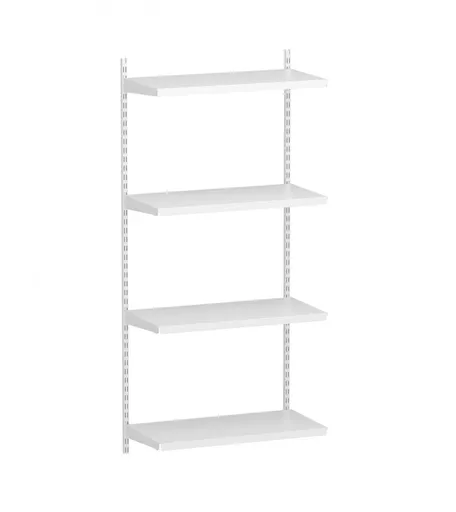 1600mm White Twin Slot Shelving Kit with 4 x 60cm White Metal Shelves