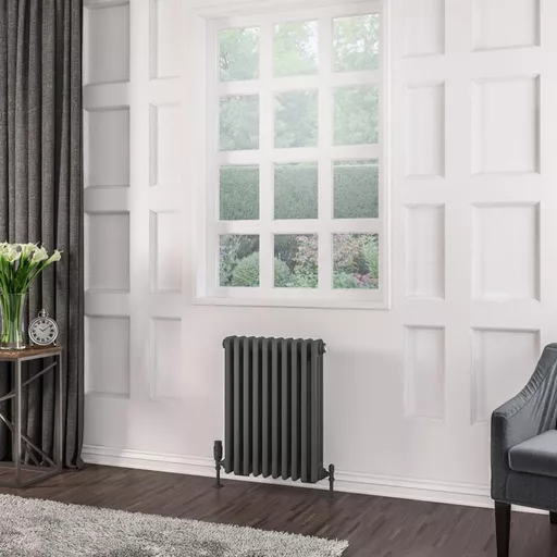 Rivassa 3 Column Radiator 600 x 473mm Matt Anthracite
