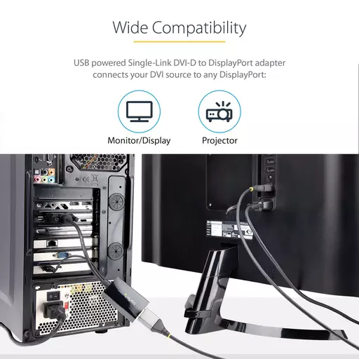 StarTech.com DVI to DisplayPort Adapter - USB Power - 1920 x 1200 - DVI to DisplayPort Converter - Video Adapter - DVI-D to DP