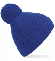 Engineered Knit Ribbed Pom Pom Beanie