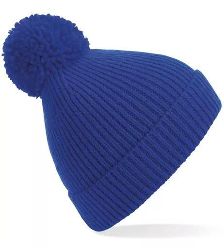 Engineered Knit Ribbed Pom Pom Beanie