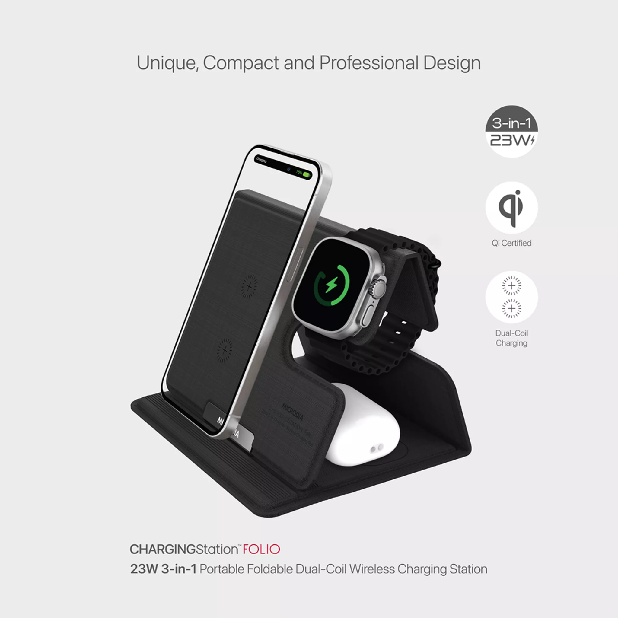 Microdia 3-in-1 Wireless Charging Stand in Default