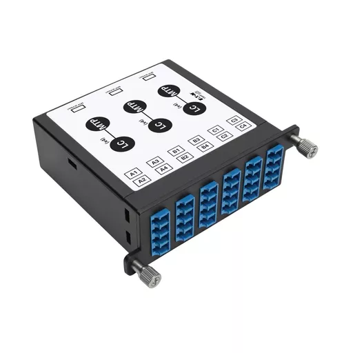 Tripp Lite N484-3M8L12S 40/100Gb Singlemode Fiber Breakout Cassette, 40Gb to 4 x 10Gb, 100Gb to 4 x 25Gb, (x3) 8-Fiber MTP/MPO (APC) to (x12) LC (UPC) Duplex 9/125, N484 Chassis