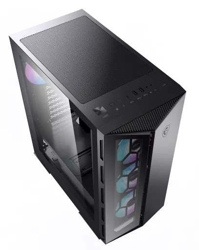 MSI MPG GUNGNIR 110R Mid Tower Gaming Computer Case Black, USB 3.2 Gen2 Type C, 4x 120mm ARGB Fan, Mystic Light Sync, 1 to 6 ARGB Control board, 2x Tempered Glass Panels, ATX, mATX, mini-ITX